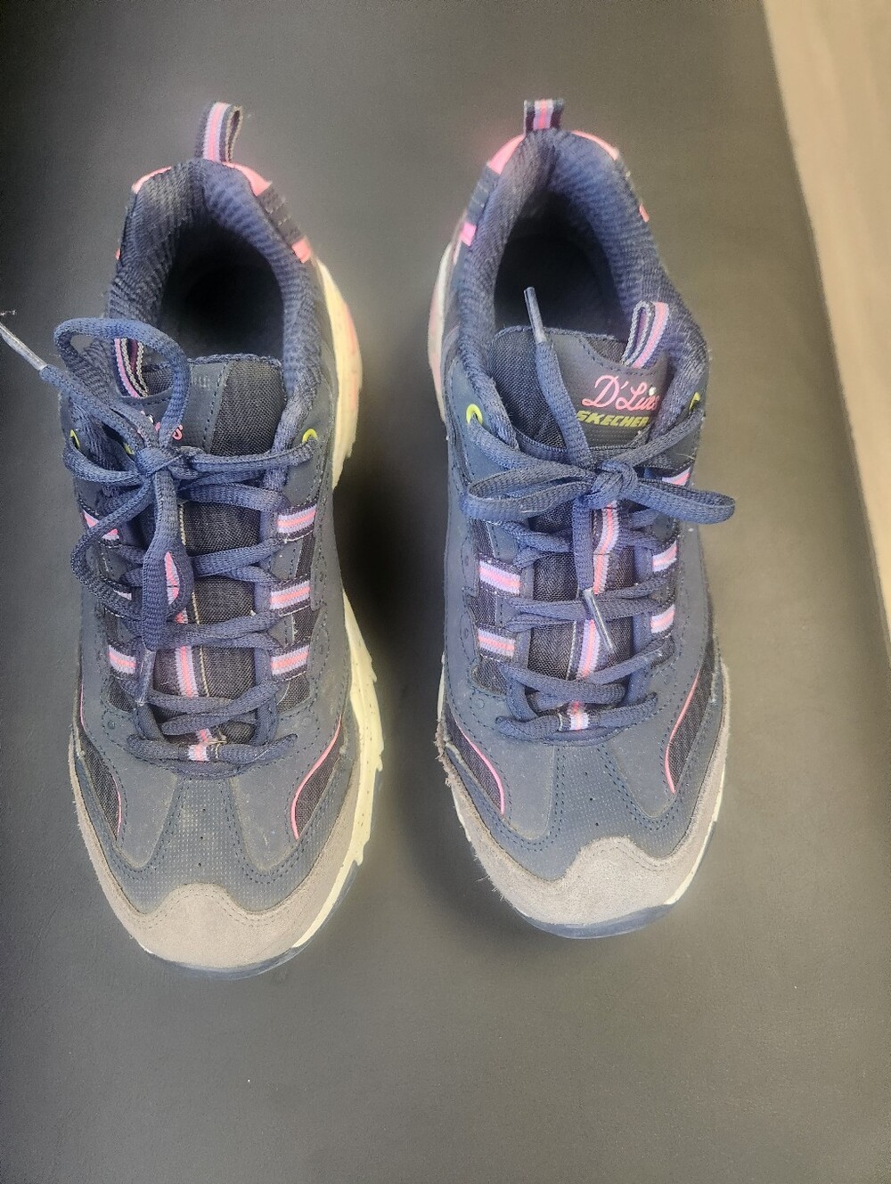 Skechers Navy and Pink Kids D'Lites Sneakers